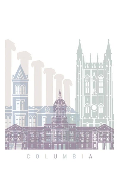 Missouri: Columbia MO Skyline Poster Pastel by Paul Rommer