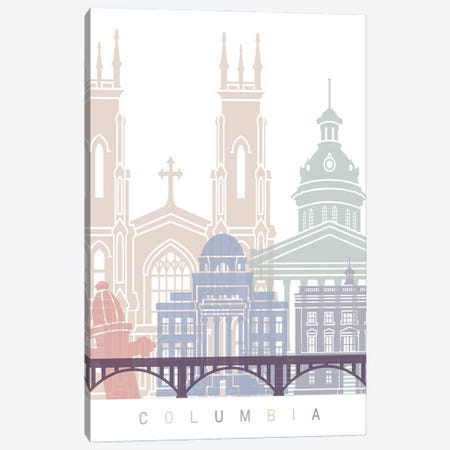 Columbia SC Skyline Poster Pastel Canvas Print #PUR4259} by Paul Rommer Canvas Print
