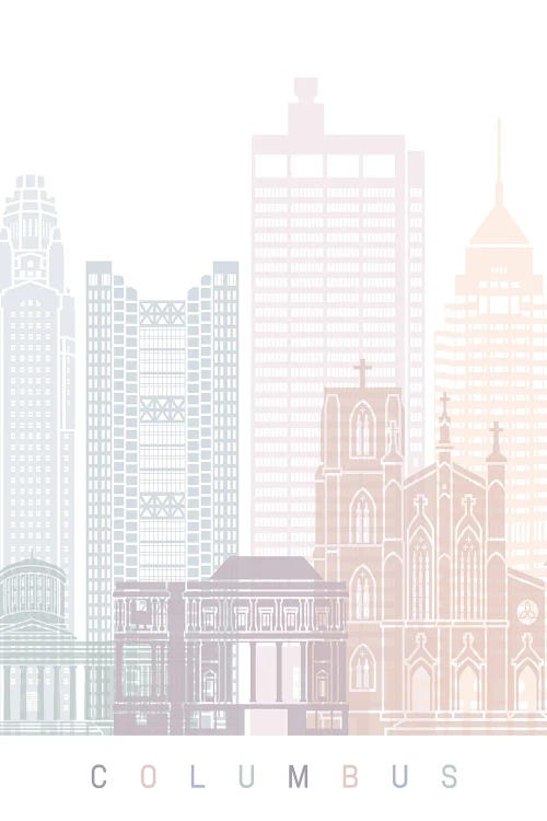 Columbus OH Skyline Poster Pastel by Paul Rommer wall art