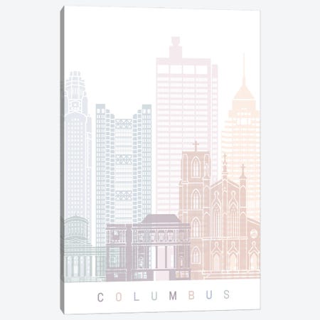 Columbus OH Skyline Poster Pastel Canvas Print #PUR4260} by Paul Rommer Canvas Wall Art