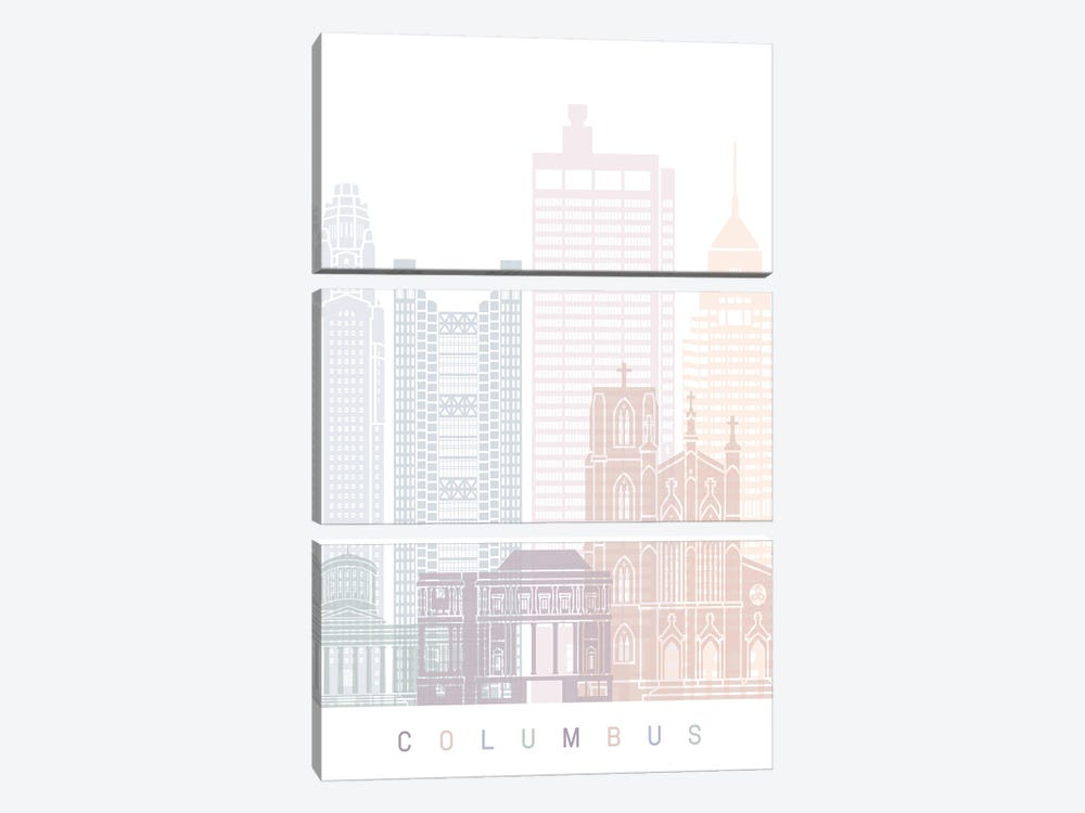 Columbus OH Skyline Poster Pastel by Paul Rommer 3-piece Art Print