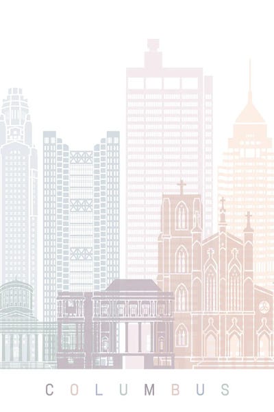 Columbus: Columbus OH Skyline Poster Pastel by Paul Rommer