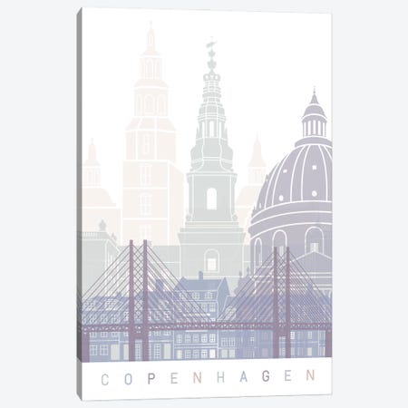 Copenhagen Skyline Poster Pastel Canvas Print #PUR4262} by Paul Rommer Canvas Wall Art