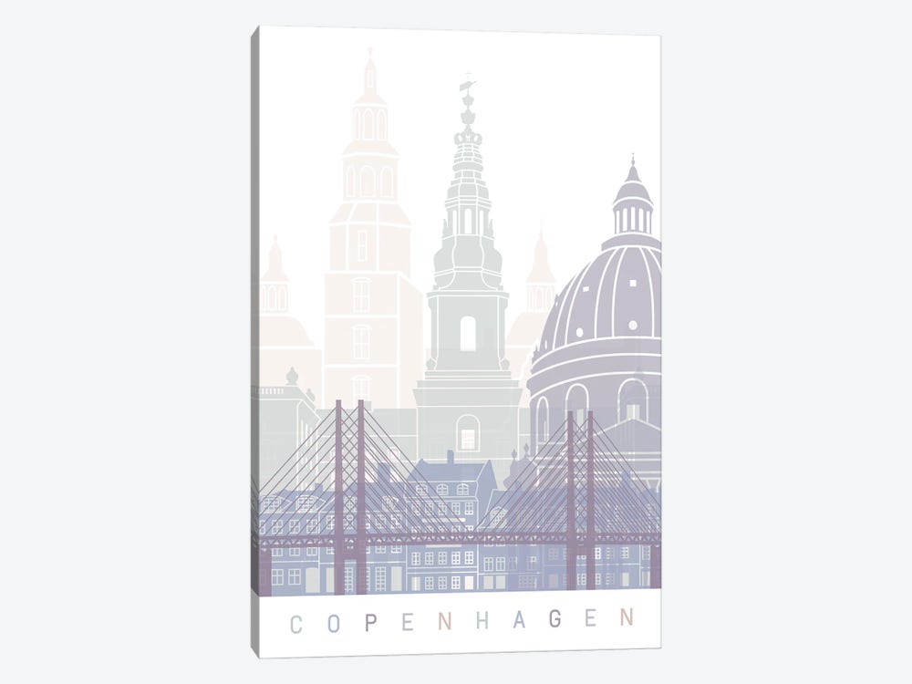 Copenhagen Skyline Poster Pastel by Paul Rommer 1-piece Canvas Art Print