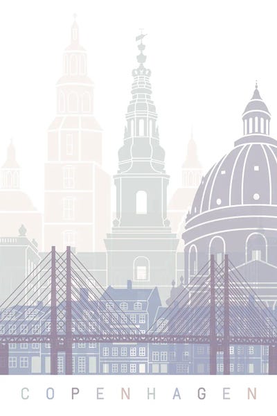 Denmark: Copenhagen Skyline Poster Pastel by Paul Rommer