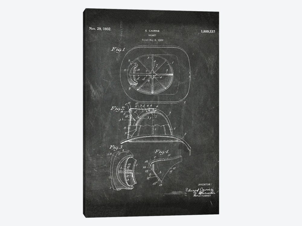 Industrial Patent Helmet IV by Paul Rommer 1-piece Canvas Print