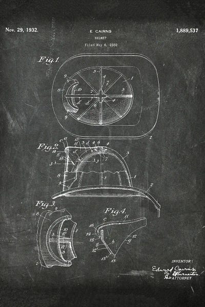 Engineering & Machinery Blueprints: Industrial Patent Helmet IV by Paul Rommer