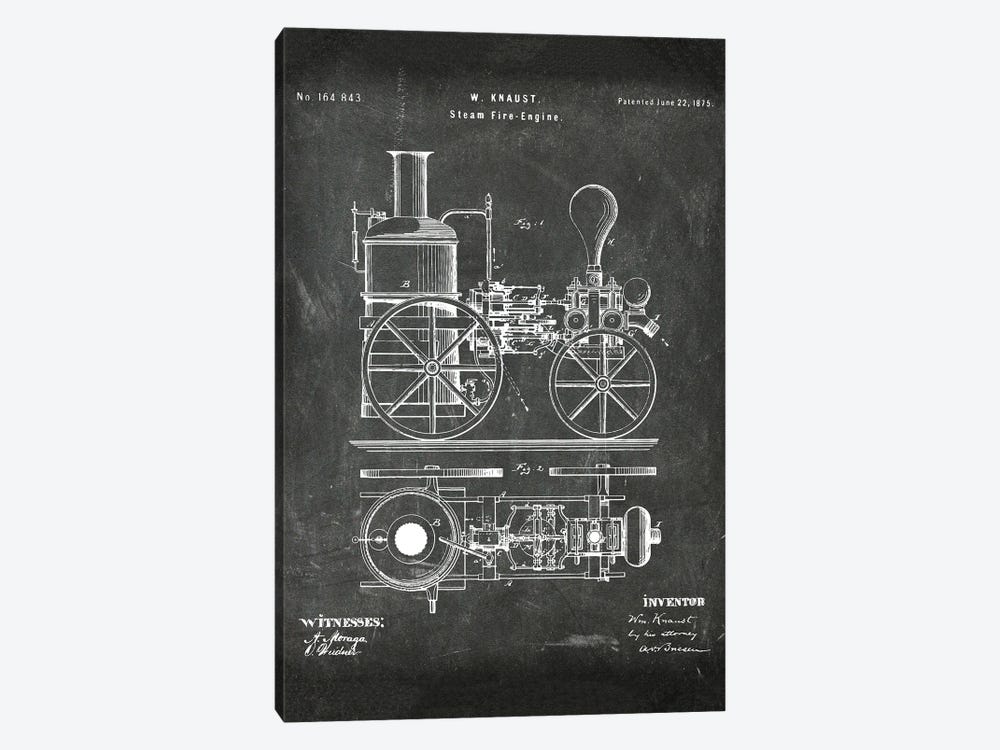 Steam Fire Engine Patent I by Paul Rommer 1-piece Art Print