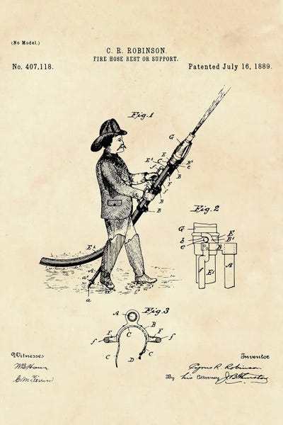 Engineering & Machinery Blueprints: Fire Hose Rest Or Support Patent  II by Paul Rommer