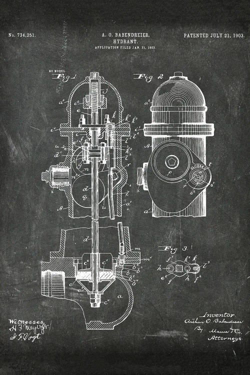 Hydrant Patent I by Paul Rommer wall art
