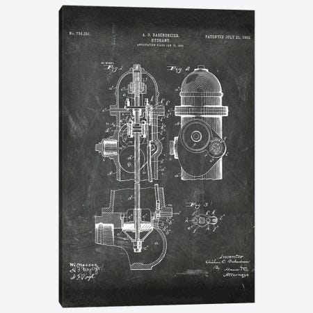 Hydrant Patent I Canvas Print #PUR4305} by Paul Rommer Canvas Artwork