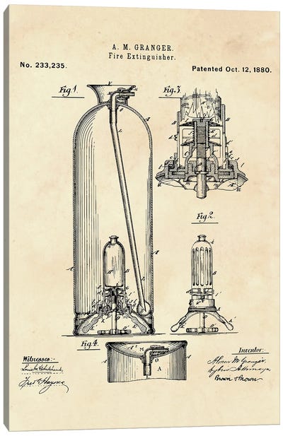 Fire Extinguisher Patent II Canvas Art Print - Engineering & Machinery Blueprints