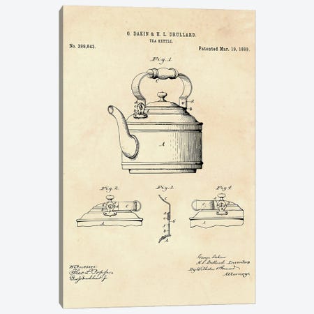 Tea Kettle Patent II Canvas Print #PUR4312} by Paul Rommer Canvas Wall Art