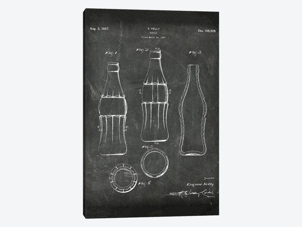 Cola Bottle Patent I by Paul Rommer 1-piece Canvas Artwork
