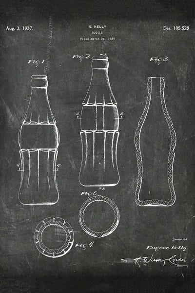 Food & Drink Blueprints: Cola Bottle Patent I by Paul Rommer