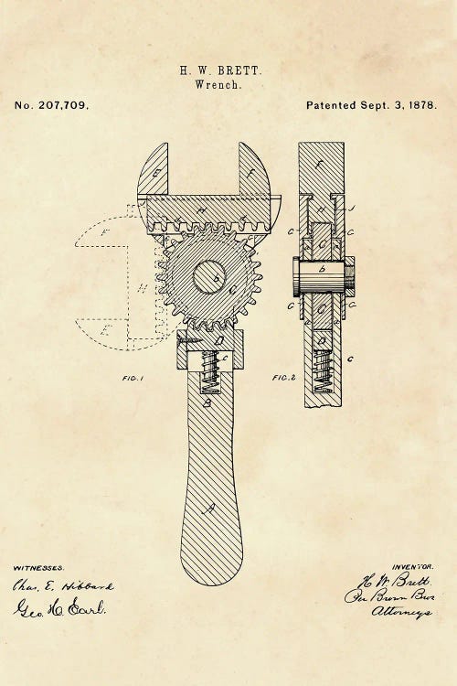 Wrench Patent II by Paul Rommer wall art