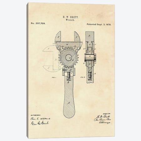 Wrench Patent II Canvas Print #PUR4328} by Paul Rommer Art Print