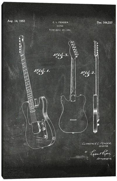 Guitar Patent I Canvas Art Print - Paul Rommer
