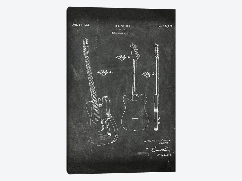Guitar Patent I by Paul Rommer 1-piece Canvas Art