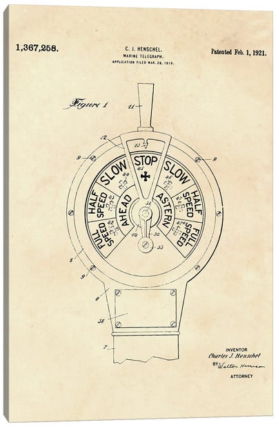 Marine Telegraph Patent II Canvas Art Print - Nautical Blueprints