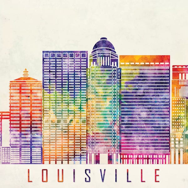 Kentucky: Louisville Landmarks Watercolor Poster by Paul Rommer