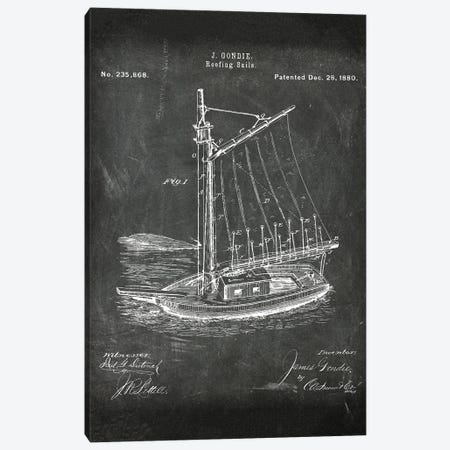Reefing Sails Patent I Canvas Print #PUR4353} by Paul Rommer Canvas Art