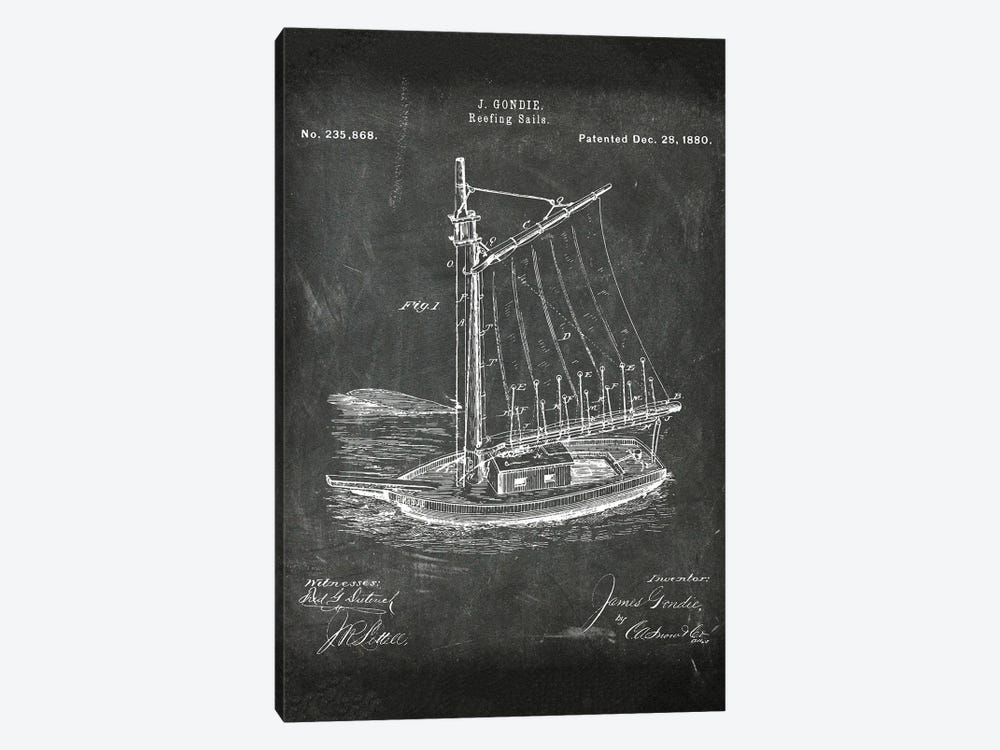 Reefing Sails Patent I by Paul Rommer 1-piece Canvas Artwork