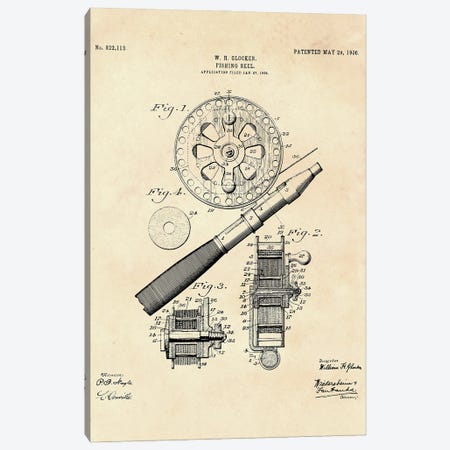 Raymond McVay Fishing Lure Patent Sketch (Bl - Canvas Art