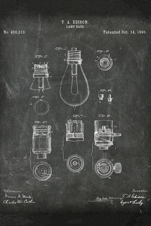 Lamp Base Patent I by Paul Rommer wall art