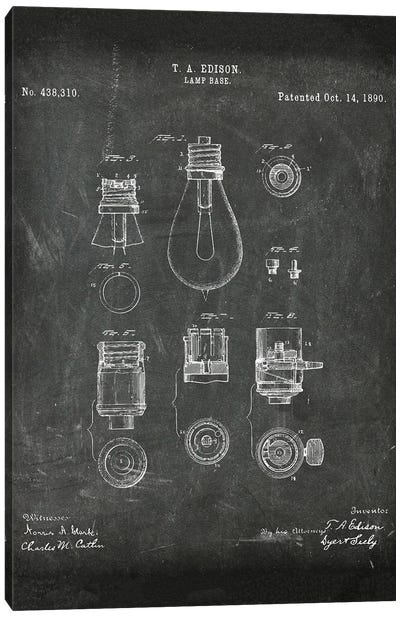 Lamp Base Patent I Canvas Art Print - Electronics & Communication Blueprints