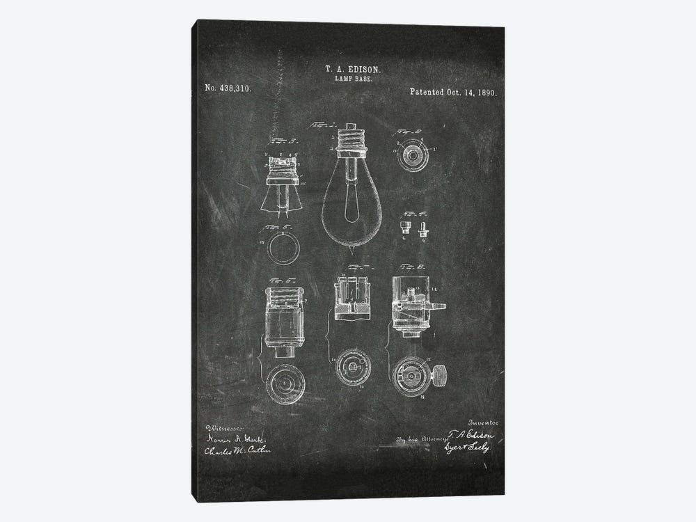 Lamp Base Patent I by Paul Rommer 1-piece Canvas Wall Art