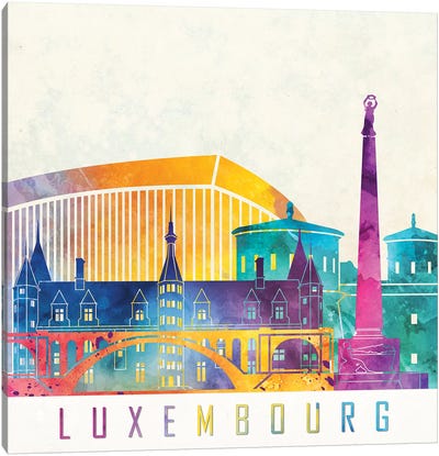Luxembourg Landmarks Watercolor Canvas Art Print