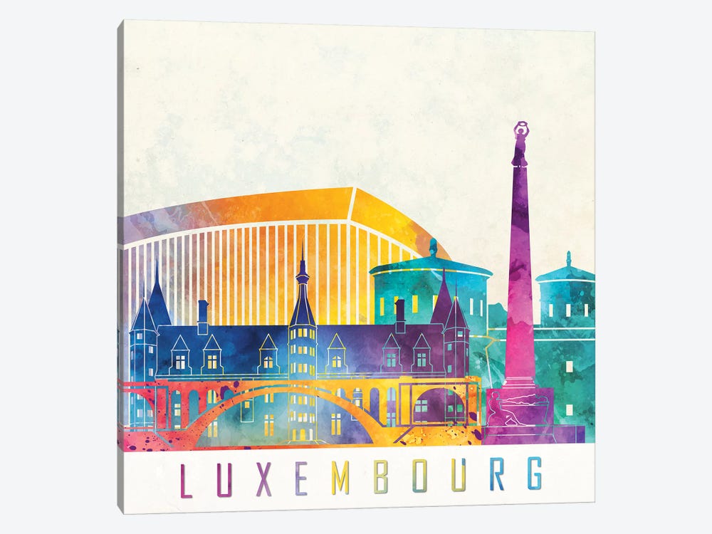 Luxembourg Landmarks Watercolor by Paul Rommer 1-piece Canvas Art