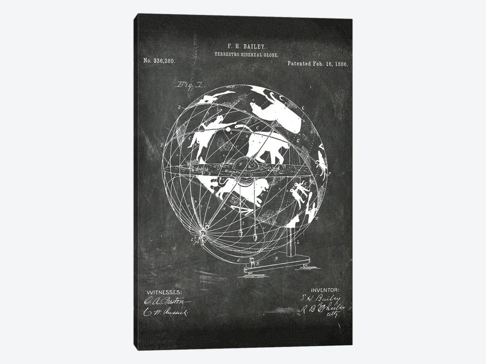 Terrestro Sidereal Globe Patent I by Paul Rommer 1-piece Canvas Print