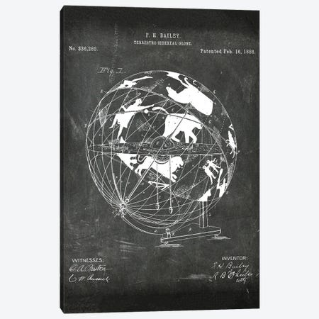 Terrestro Sidereal Globe Patent I Canvas Print #PUR4361} by Paul Rommer Art Print