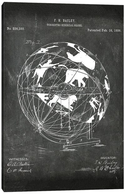 Terrestro Sidereal Globe Patent I Canvas Art Print - Globes