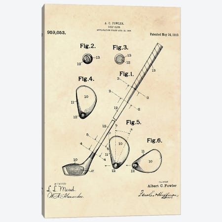 Golf Club Patent II Canvas Print #PUR4364} by Paul Rommer Canvas Artwork