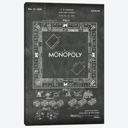 Board Game Apparatus-Monopoly Patent I Canvas Print #PUR4367} by Paul Rommer Canvas Artwork