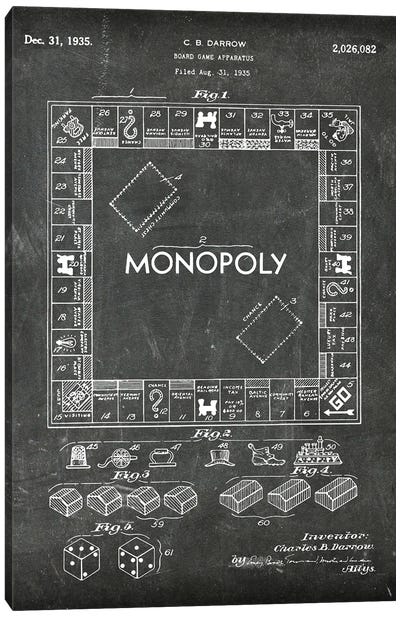 Board Game Apparatus-Monopoly Patent I Canvas Art Print - Cards & Board Games