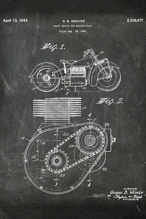 Shaft Drive For Motorcycles Paten I by Paul Rommer wall art