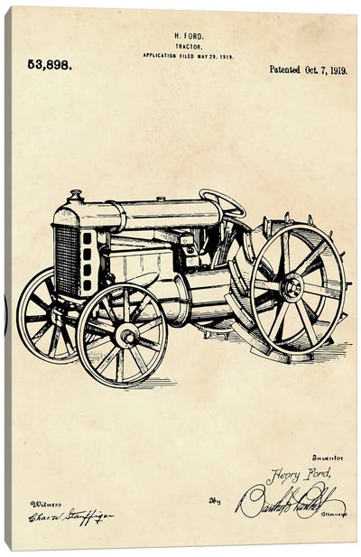 Tractor Patent II Canvas Art Print - Automobile Blueprints