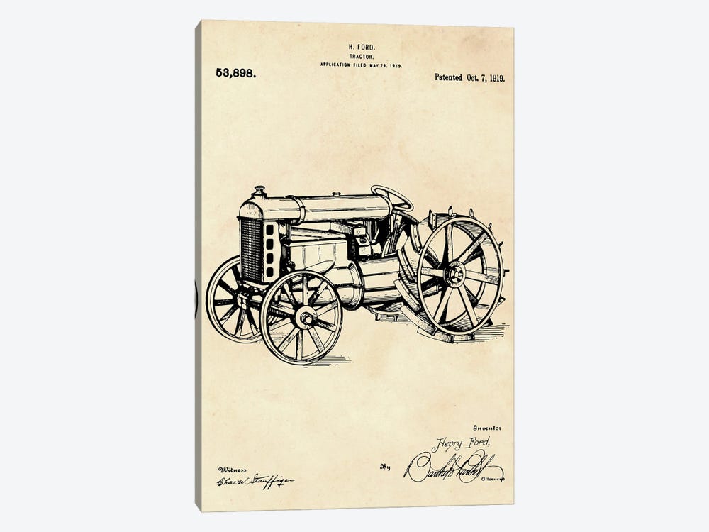 Tractor Patent II by Paul Rommer 1-piece Canvas Art