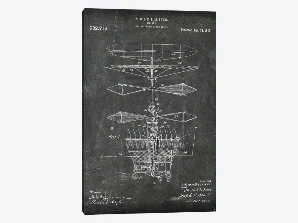 Air Ship Patent I by Paul Rommer 1-piece Canvas Art Print