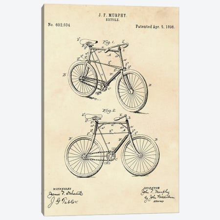Bicycle Patent II Canvas Print #PUR4386} by Paul Rommer Canvas Wall Art