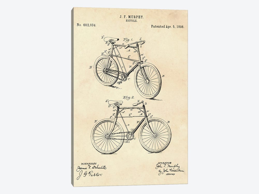 Bicycle Patent II 1-piece Canvas Artwork