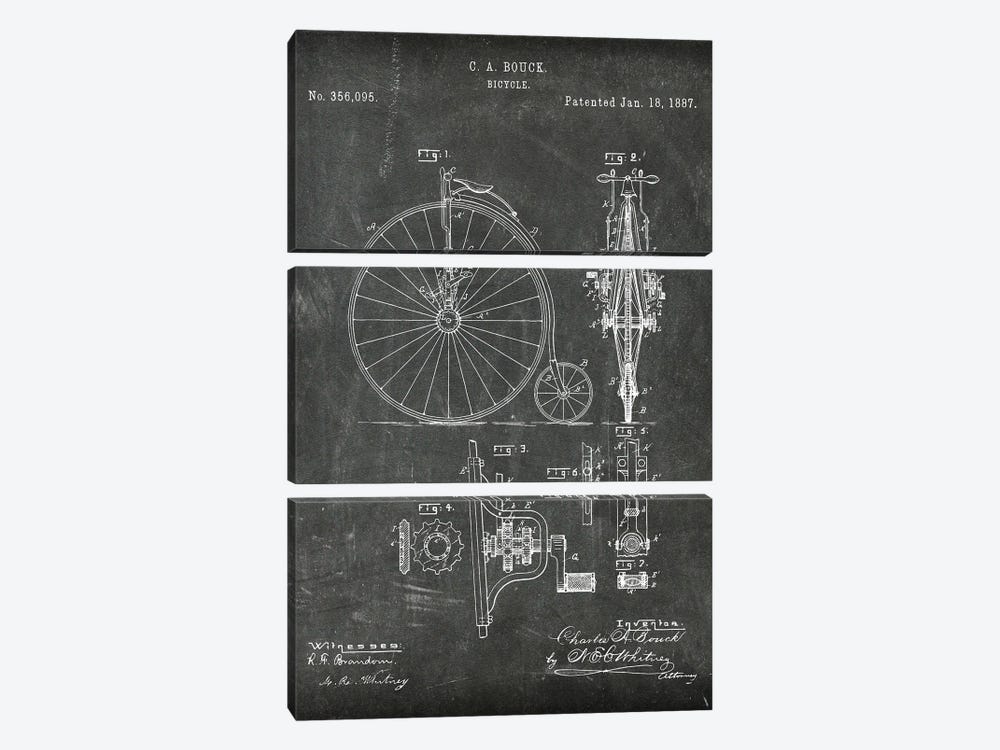 Bicycle Patent III by Paul Rommer 3-piece Canvas Artwork