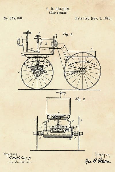 Automobile Blueprints: Road Engine Patent II by Paul Rommer