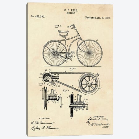 Bicycle Patent IX Canvas Print #PUR4406} by Paul Rommer Canvas Art Print