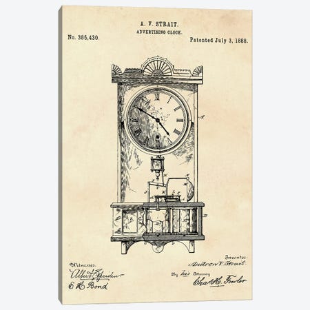 Advertising Clock Patent II Canvas Print #PUR4408} by Paul Rommer Canvas Artwork