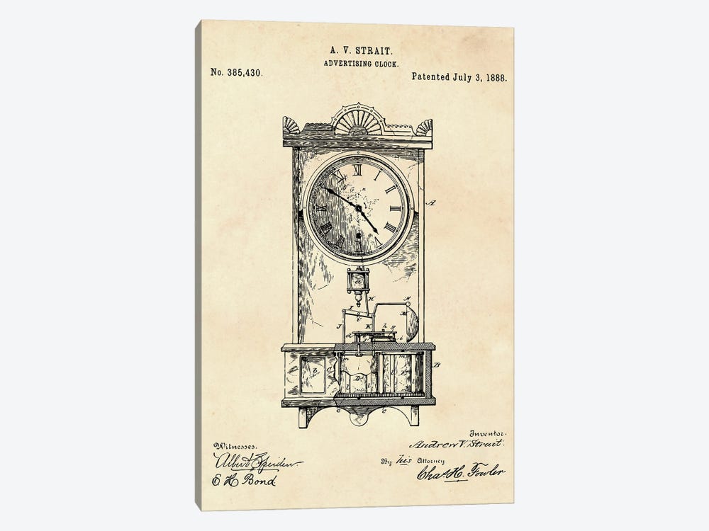Advertising Clock Patent II by Paul Rommer 1-piece Art Print